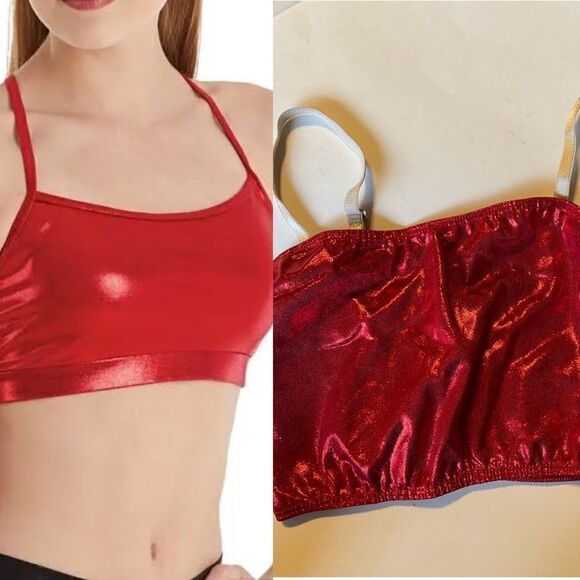 Weissman Other - Dansko dance costume red foil shiny bra crop top size small adult SA